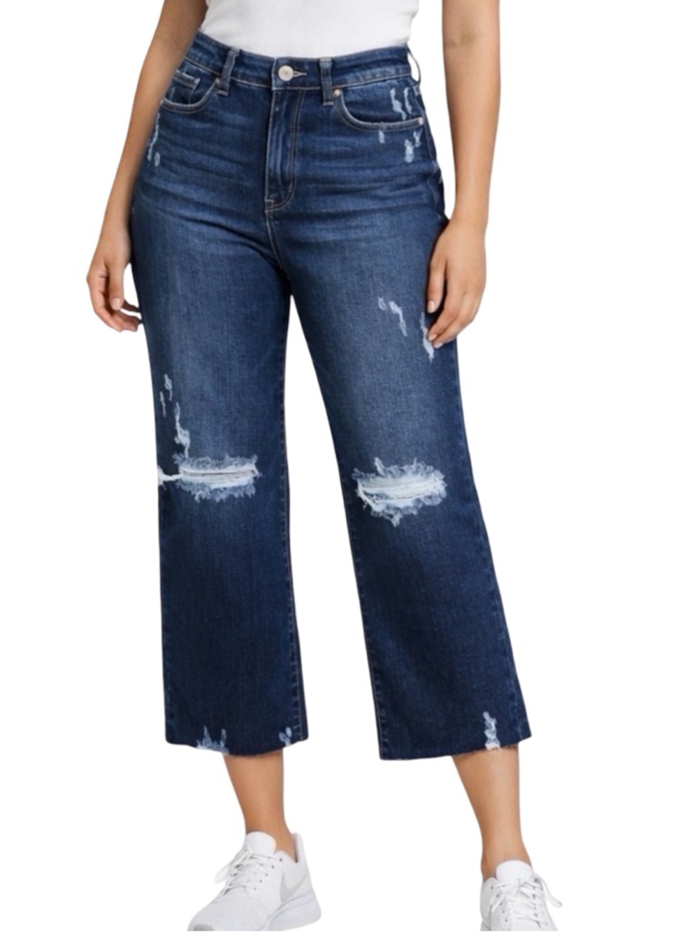 Judy Blue High-Rise Dark Wash Cropped Wide Leg Jeans - Size 7 / 28